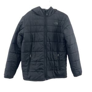 The North Face Kids Black Jacket Reversible Fleece on inside